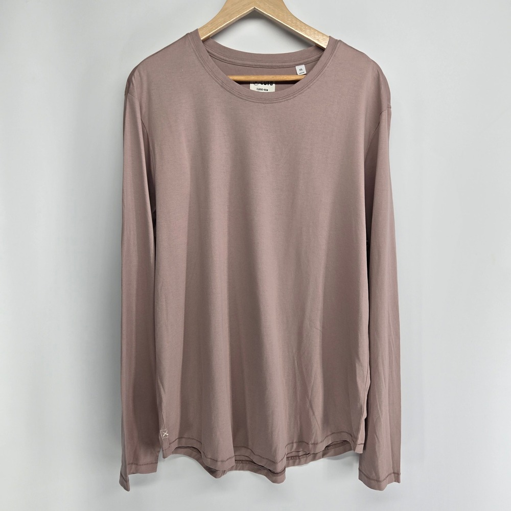 CUTS Long Sleeve Curve-Hem Tee Mens XXL Mauve Pima L1075 Crew Neck Shirt NEW